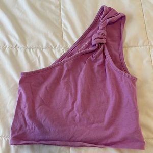 american eagle knot one shoulder crop top